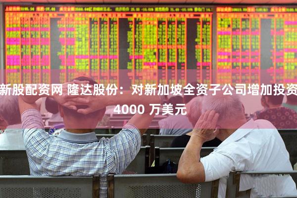 新股配资网 隆达股份：对新加坡全资子公司增加投资 4000 万美元