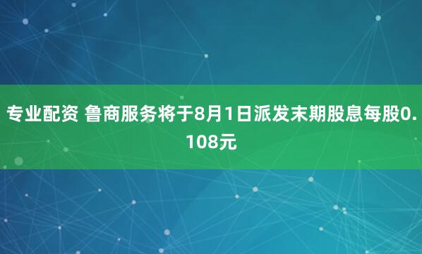 专业配资 鲁商服务将于8月1日派发末期股息每股0.108元